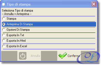 Seleziona Stampa o esporta Seleziona Tipo di Stampa
